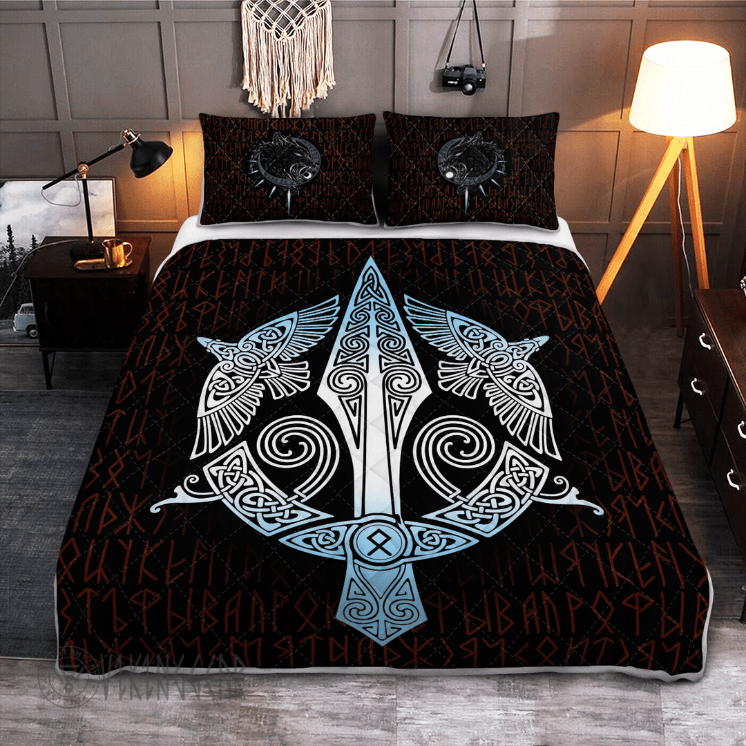 Theonederland - Raven Odin's Spear Gungnir Viking Quilt Set