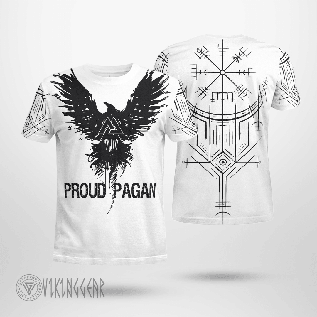 Theonederland - Raven Proud Pagan White Viking T-Shirt