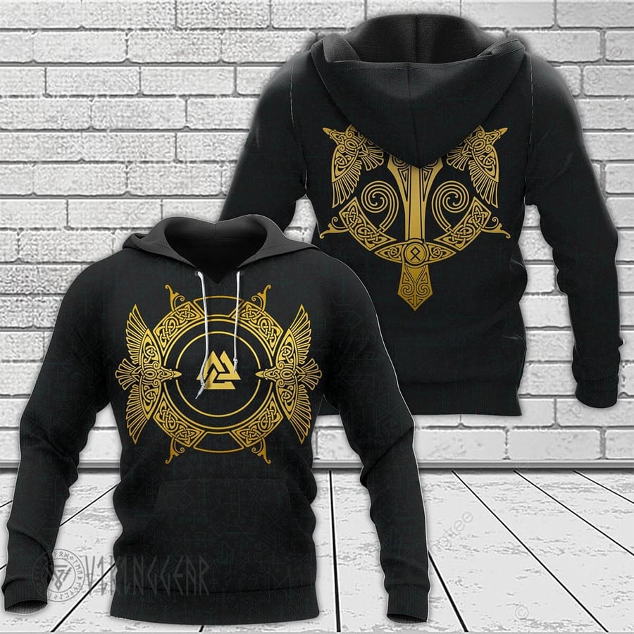 Theonederland - Raven Spear Of Odin Gungnir Viking Hoodie - Image 4