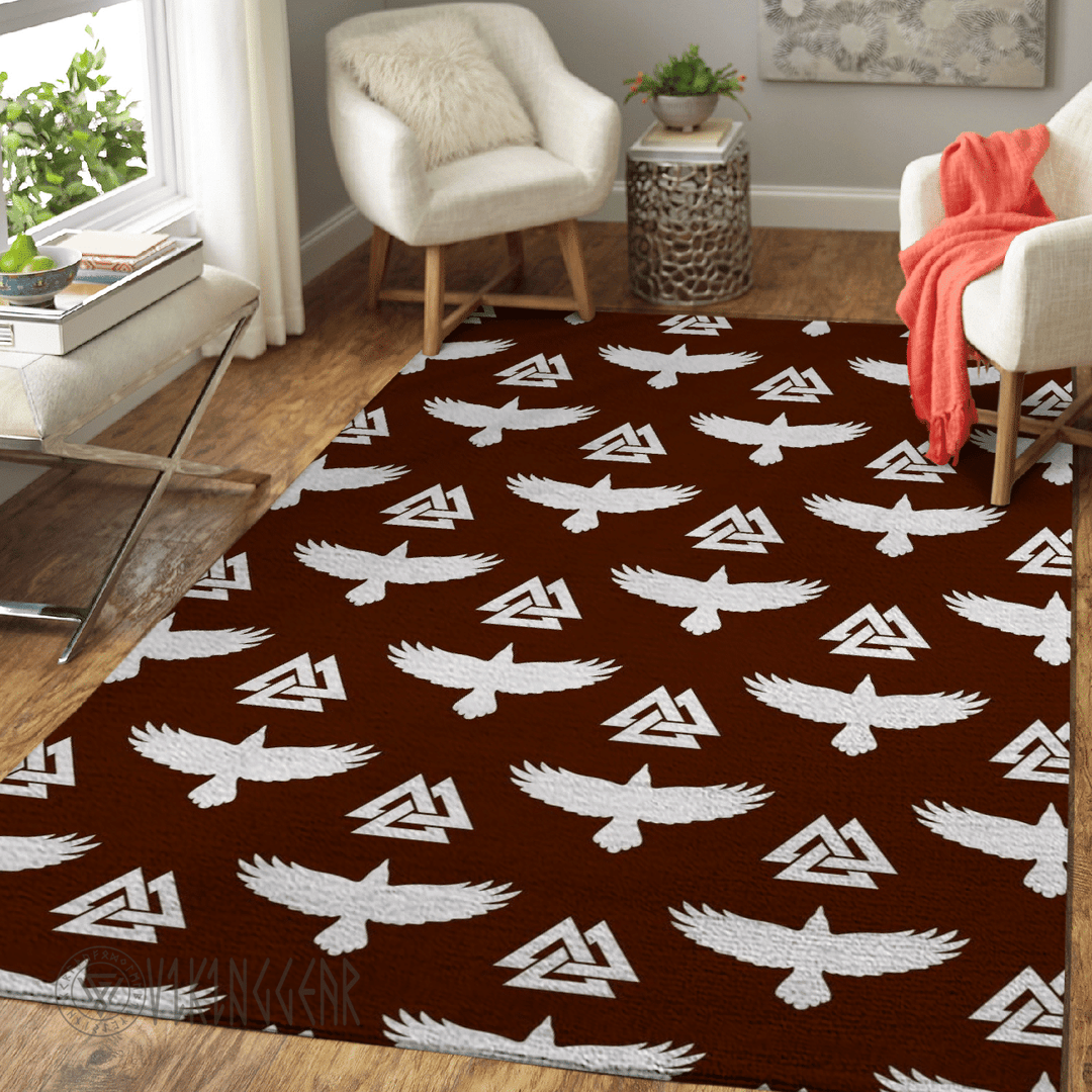 Theonederland - Raven Valknut Pattern Viking Area Rug