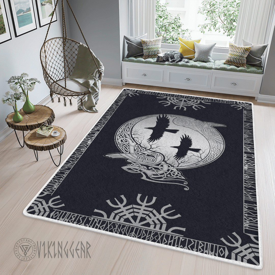 Theonederland - Runic And Raven Art Viking Area Rug