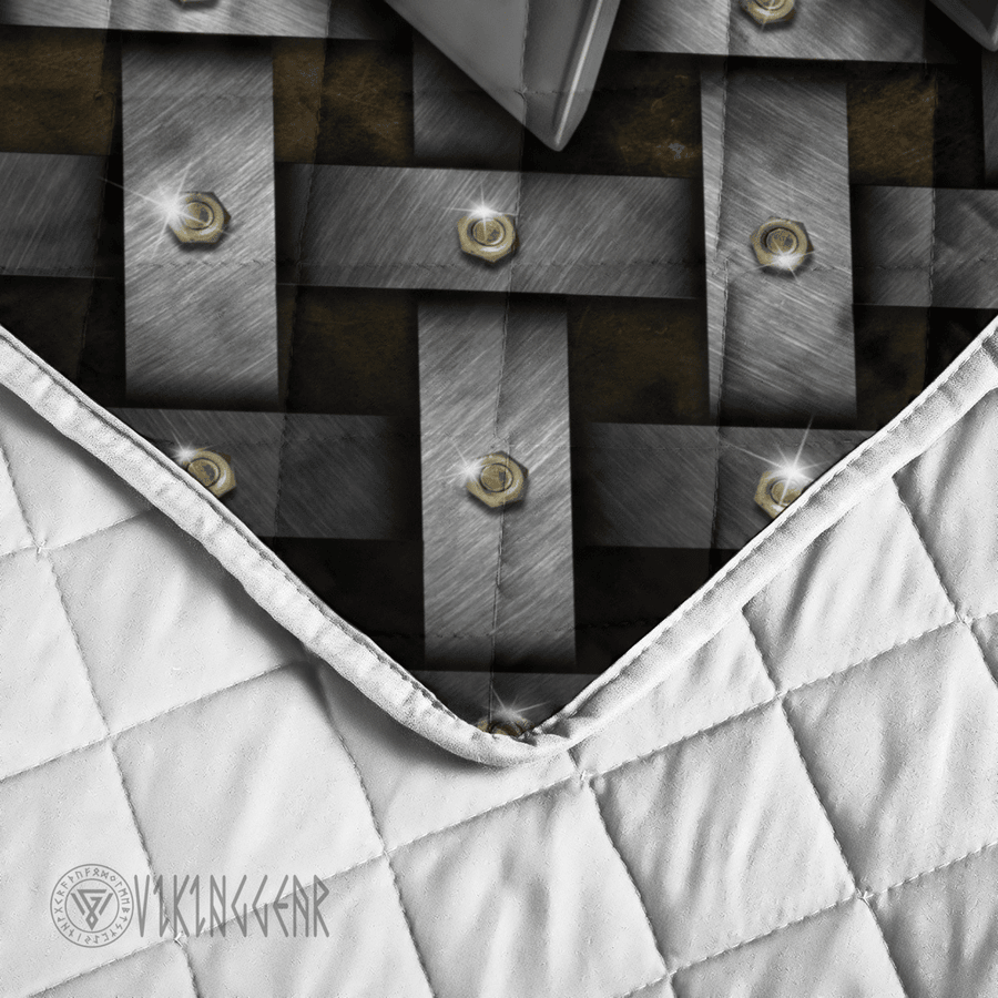 Theonederland - Silver Valknut Symbol Viking Quilt Set - Image 4