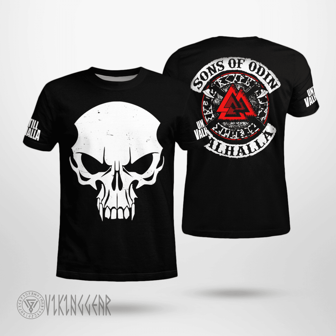 Theonederland - Skull Sons Of Odin Valhalla Viking T-Shirt