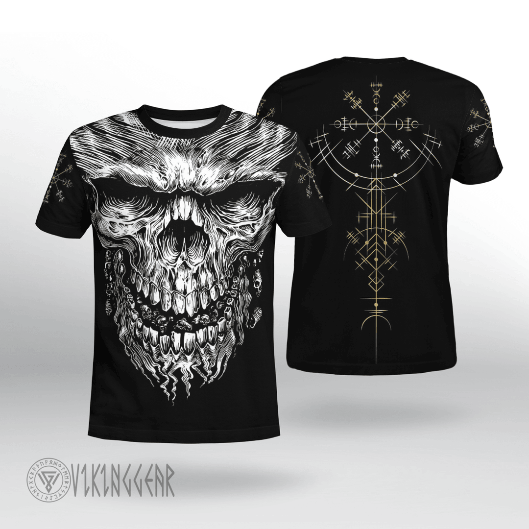 Theonederland - Skull Vegvisir Viking T-shirt