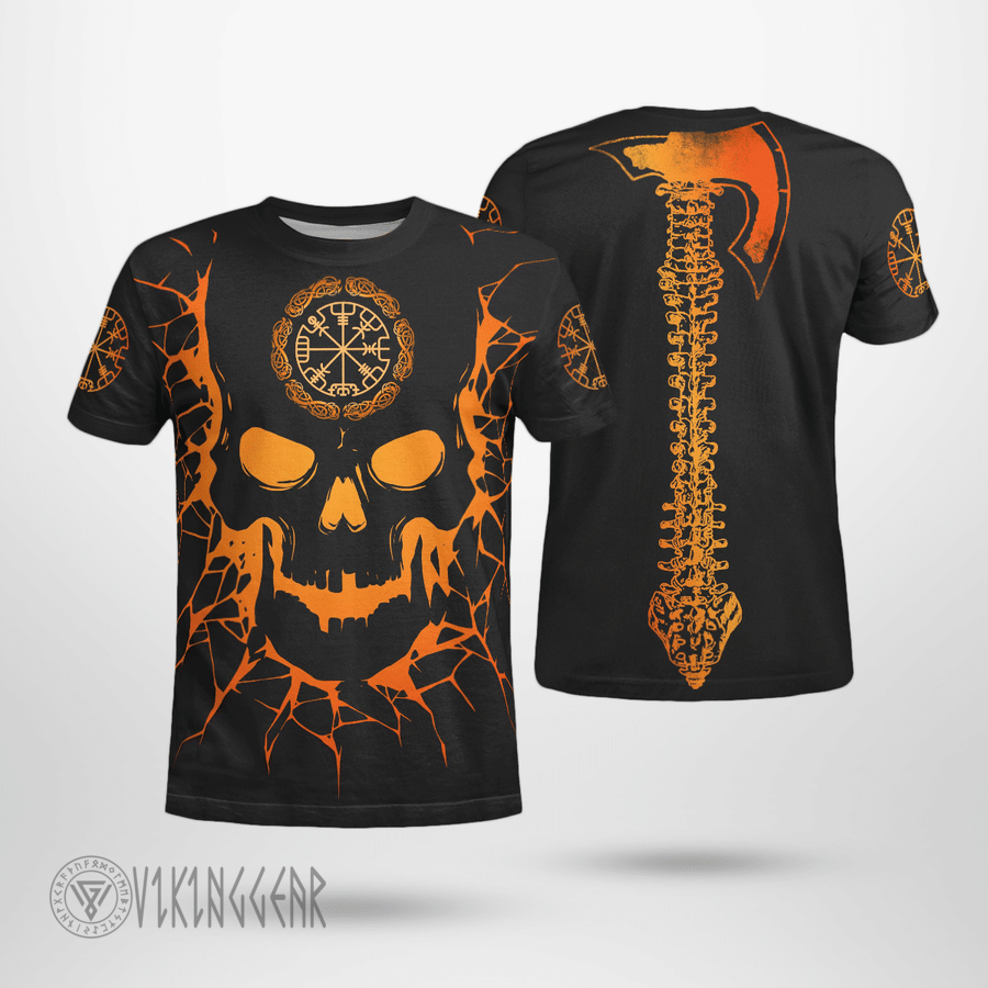Theonederland - Skull Viking And Backbone Is An Ax Viking T-Shirt