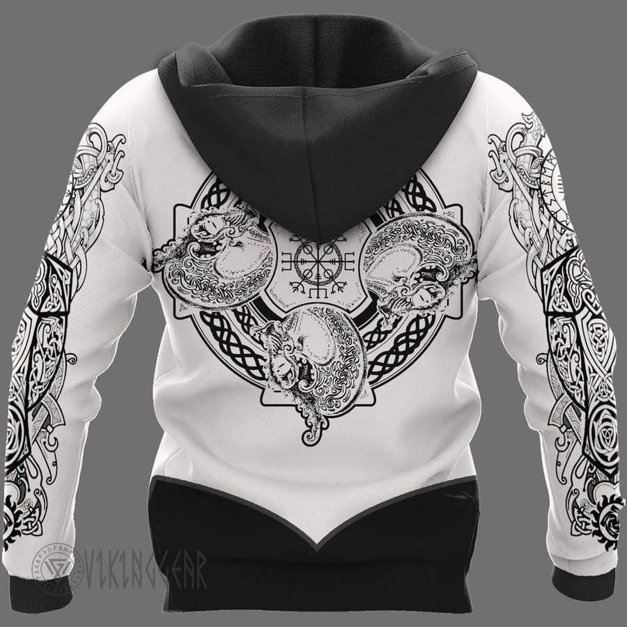 Theonederland - Skull Warrior Norse Symbol Viking Hoodie - Image 2