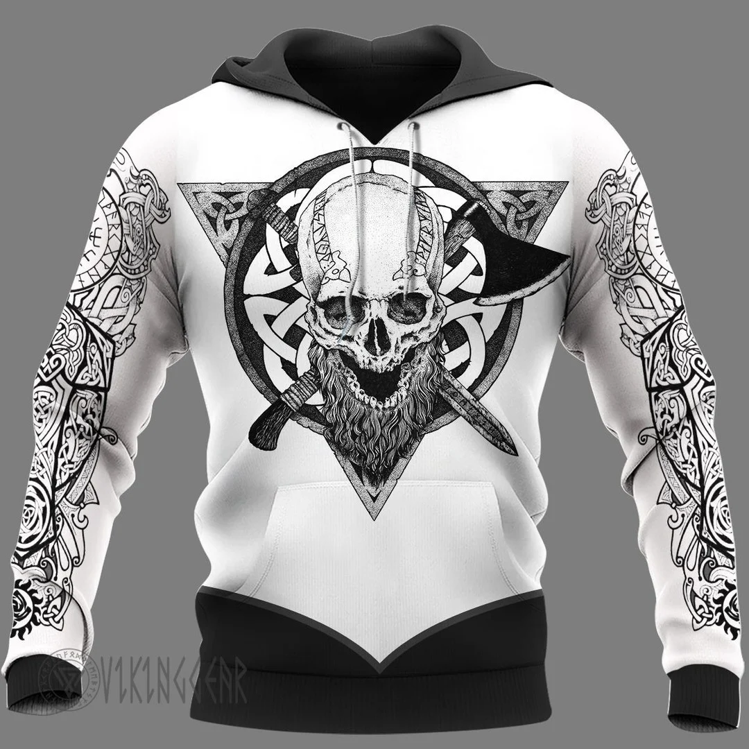 Theonederland - Skull Warrior Norse Symbol Viking Hoodie