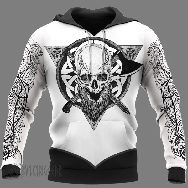 Theonederland - Skull Warrior Norse Symbol Viking Hoodie - Image 4