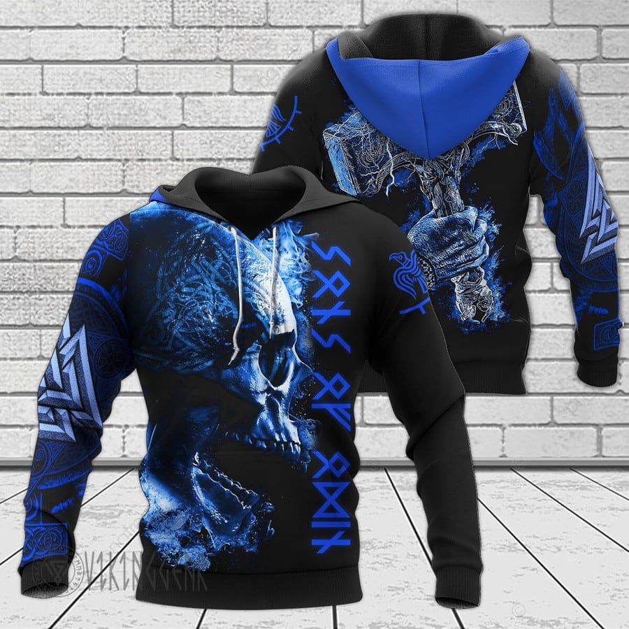 Theonederland - Surreal Skull Sons Of Odin Viking Hoodie - Image 4