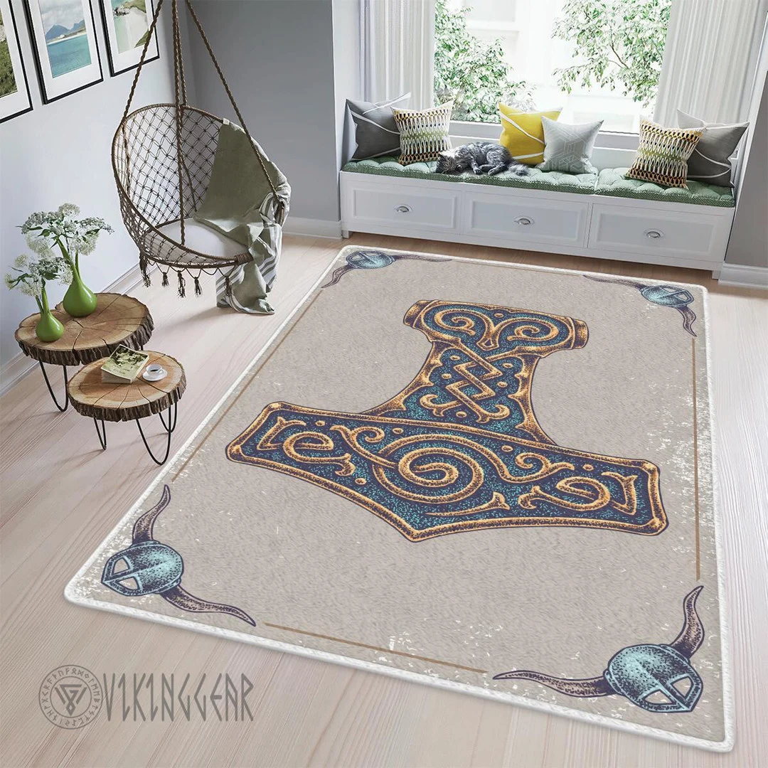 Theonederland - The Hammer Of The Thunder God Mjollnir Viking Area Rug