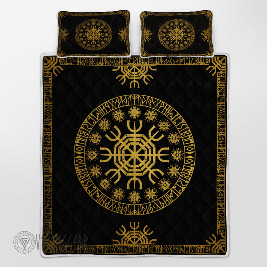 Theonederland - The Helm of Awe Golden Color Viking Quilt Set - Image 3