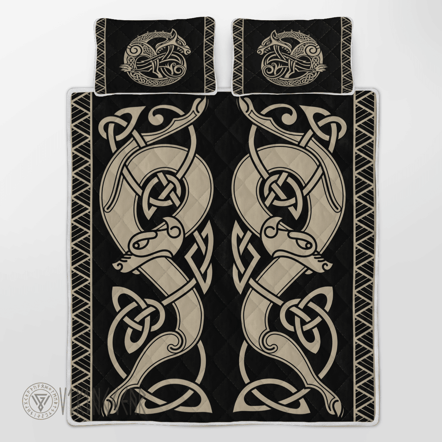Theonederland - The Sons of Fenrir Skoll and Hati Stylized Art Viking Quilt Set - Image 3