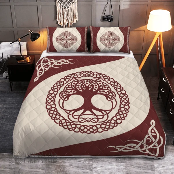Theonederland - The Tree Of Life Yggdrasil Vintage Viking Quilt Set - Image 5