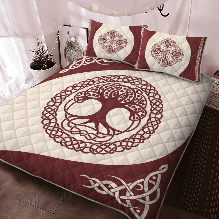 Theonederland - The Tree Of Life Yggdrasil Vintage Viking Quilt Set - Image 2