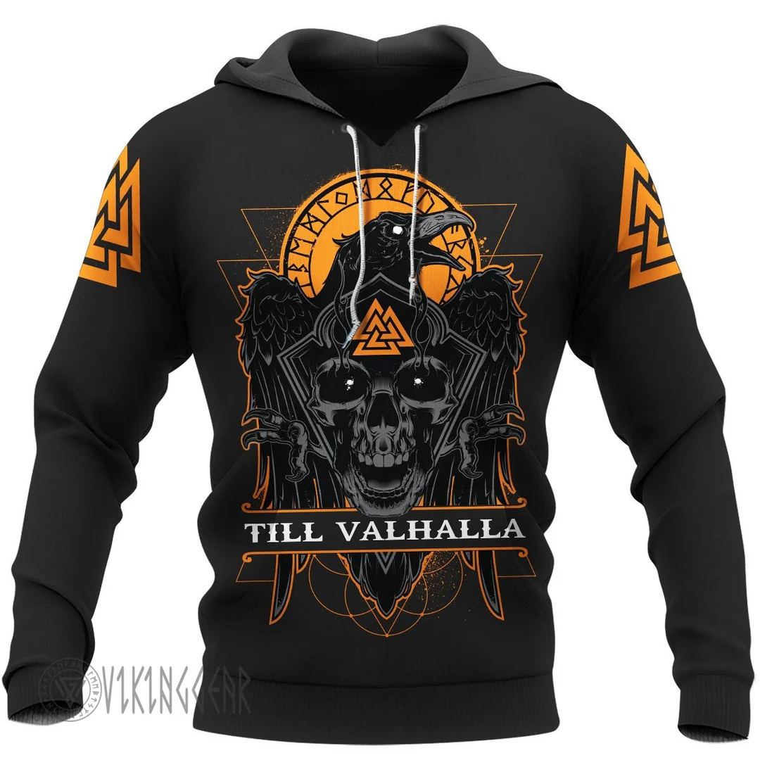 Theonederland - Till Valhalla Raven Skull Viking Hoodie