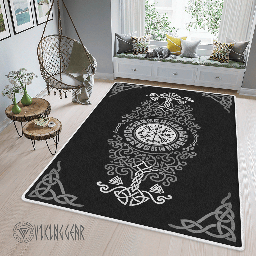 Theonederland - Tree Of Life And Vegvisir Celtic Art Viking Area Rug