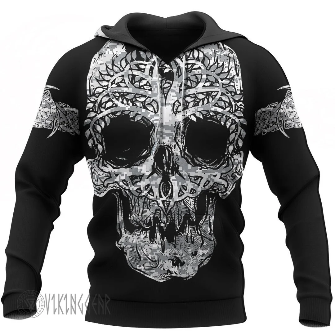 Theonederland - Tree Of Life Skull Fenrir Wolf Viking Hoodie
