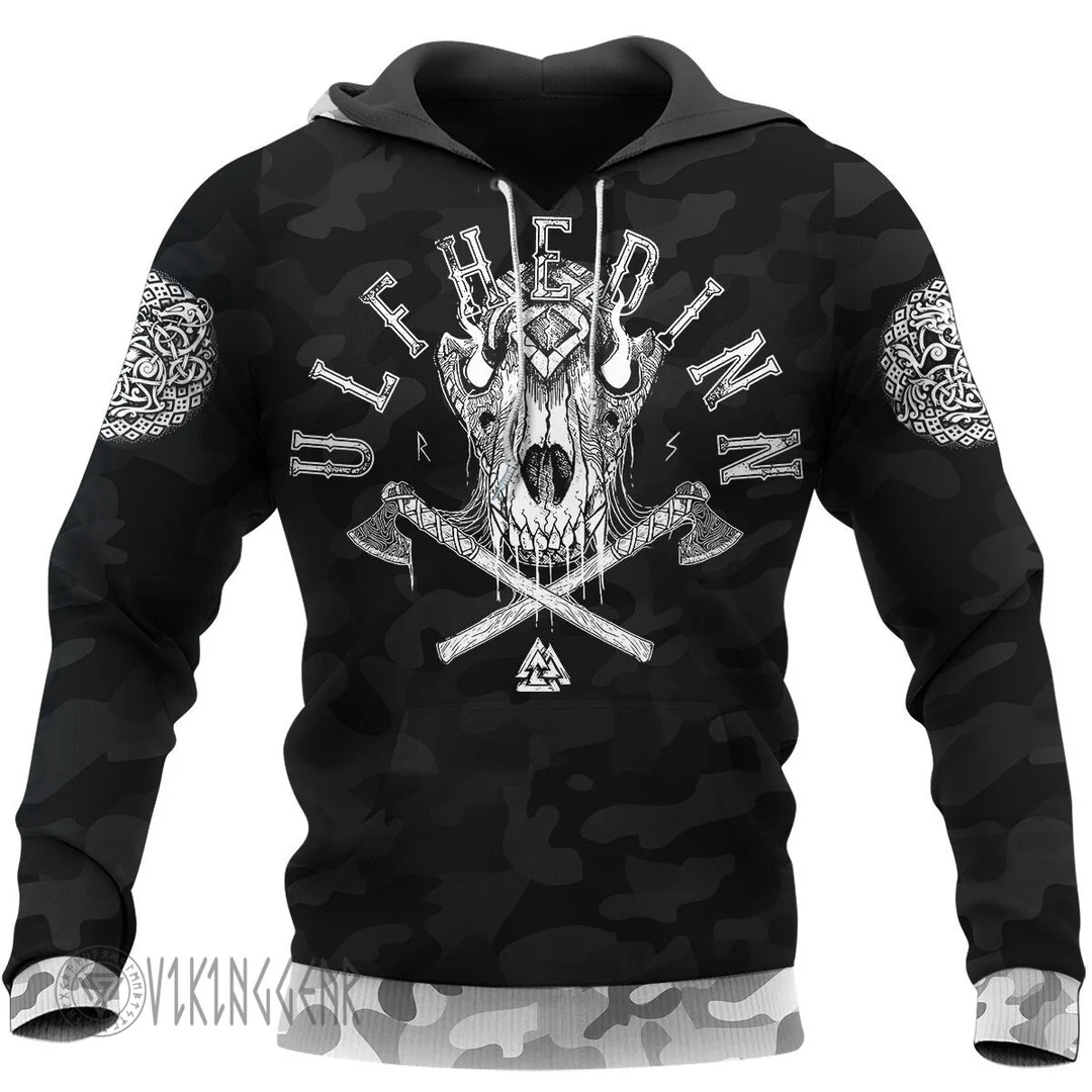 Theonederland - Ulfhedinn Until Valhalla Warrior Skull Viking Hoodie
