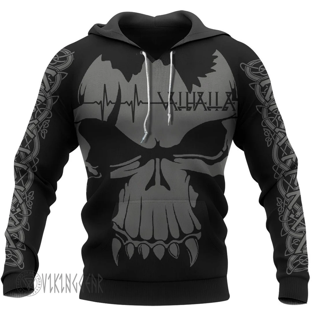 Theonederland - Valhalla Skull Valknut Viking Hoodie