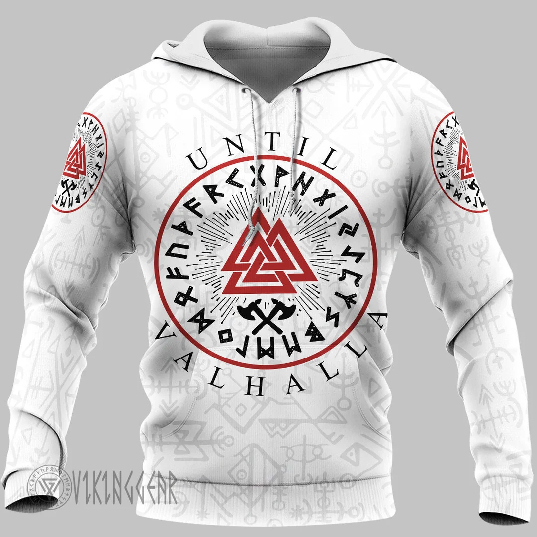 Theonederland - Valknut Until Valhalla White Viking Hoodie