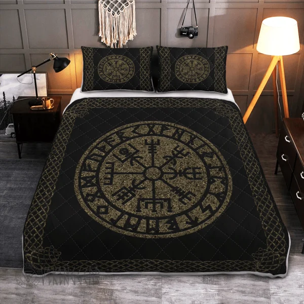Theonederland - Vegvisir Made of Stone Color Viking Quilt Set - Image 4