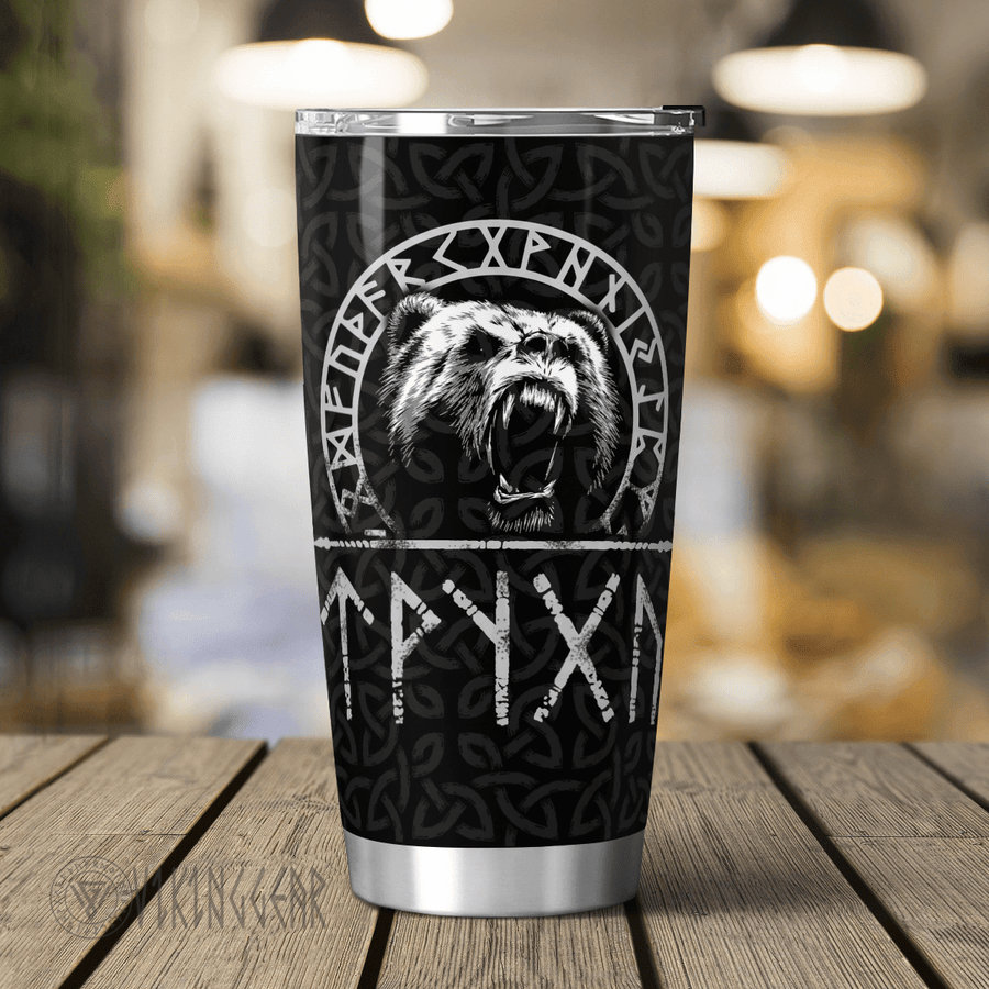 Theonederland - Viking Bear And Raven Tumbler | Viking Tumbler