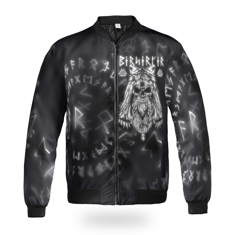 Theonederland - Viking Bomber Jacket Berserker Fenrir Wolf And Rune