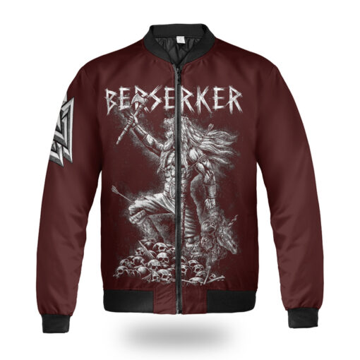 Theonederland - Viking Bomber Jacket Berserker Warrior With Axe - Image 4
