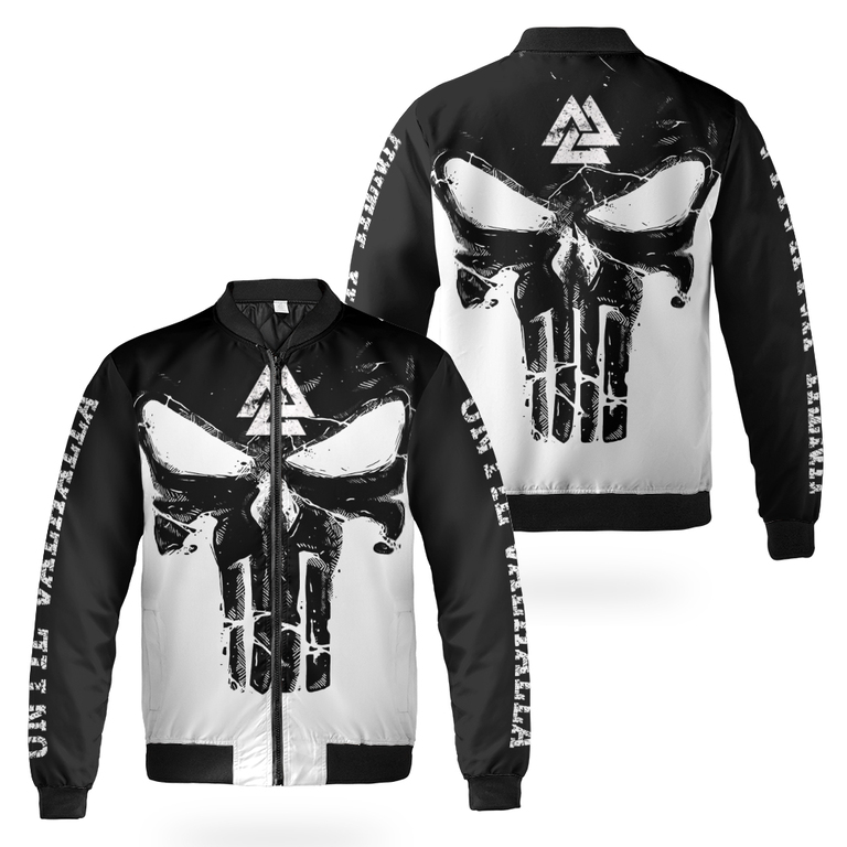 Theonederland - Viking Bomber Jacket Black Skull Valknut Until Valhalla - Image 3