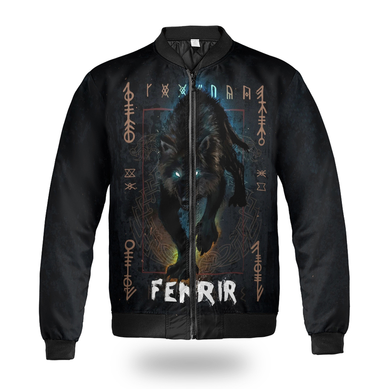 Theonederland - Viking Bomber Jacket Fenrir And Odin Graphic Art