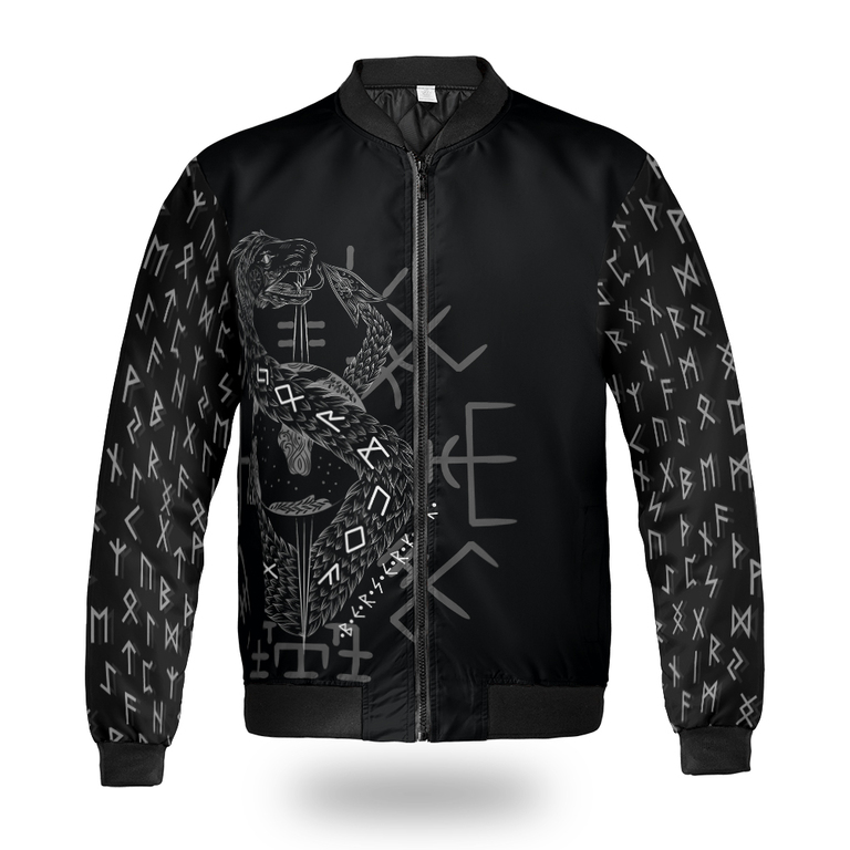 Theonederland - Viking Bomber Jacket JORMUNGANDR – Son of Loki Rune