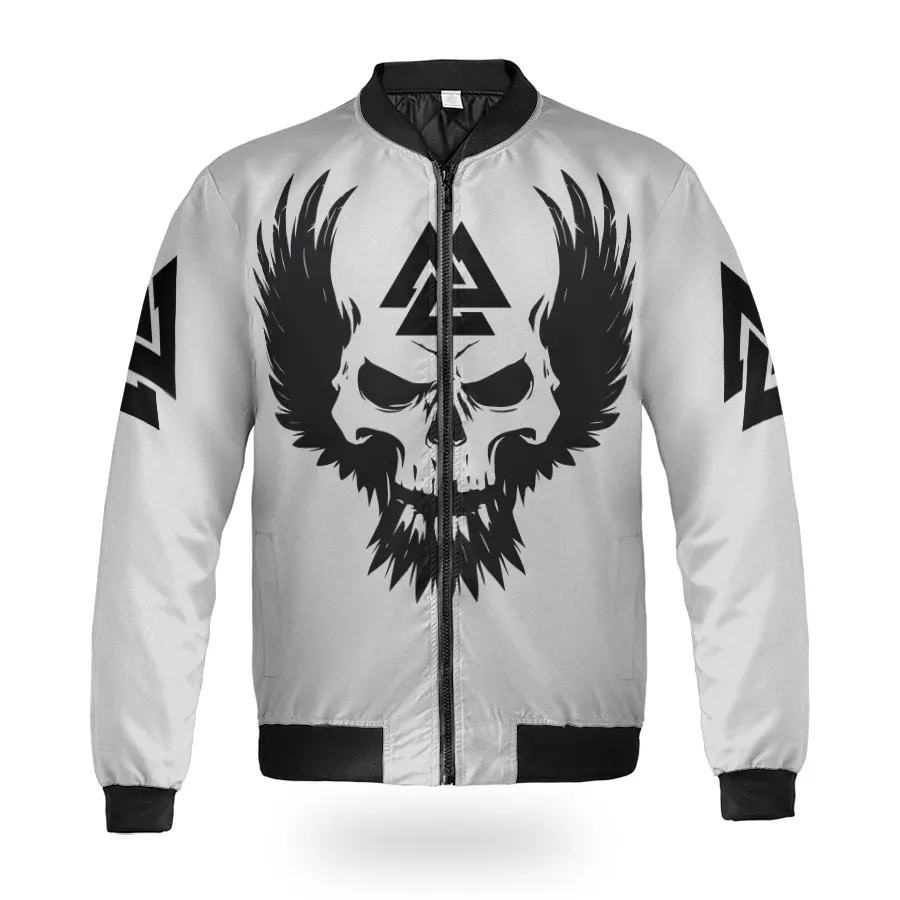Theonederland - Viking Bomber Jacket – Viking Valknut Skull Wings Norse Legacy