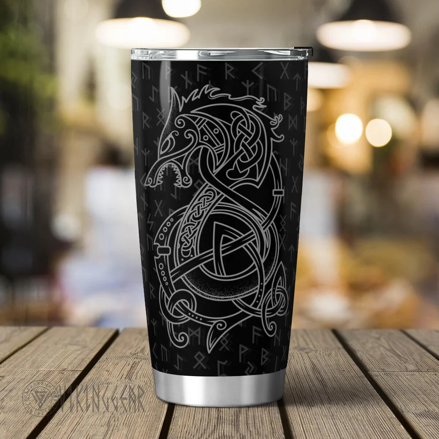 Theonederland - Viking Fenrir With Rune - Viking Tumbler