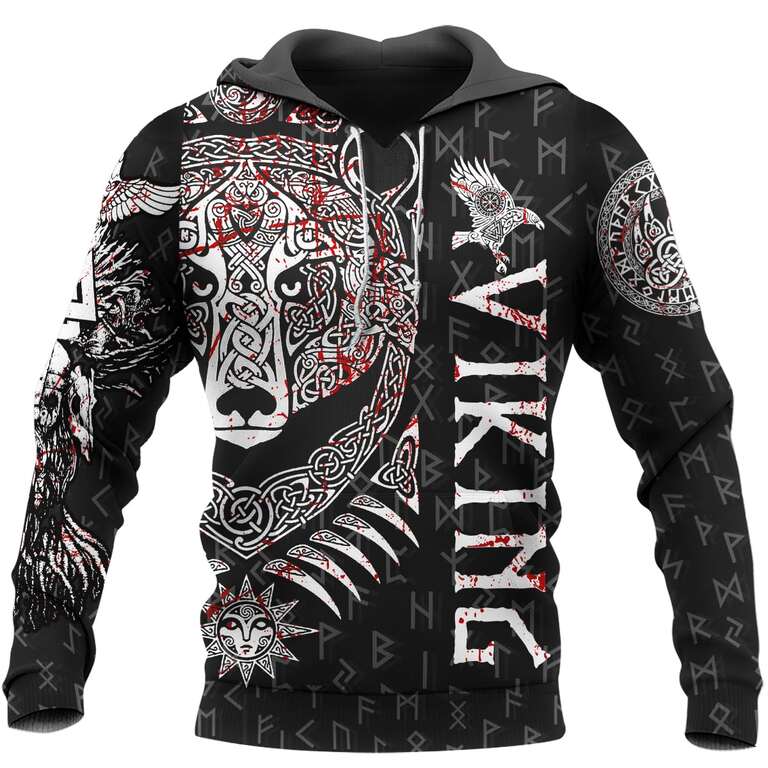 Theonederland - Viking Hoodie Bear And Wolf Celtic Art