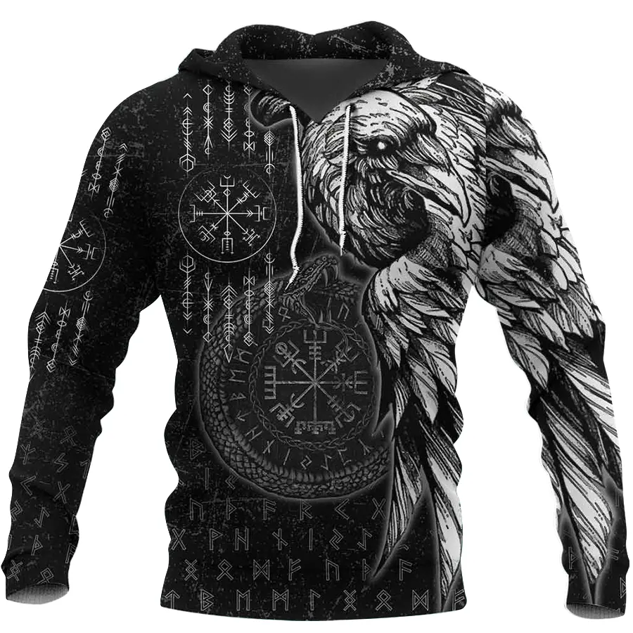 Theonederland - Viking Hoodie – Norse Raven Jormungandr Symbol Power