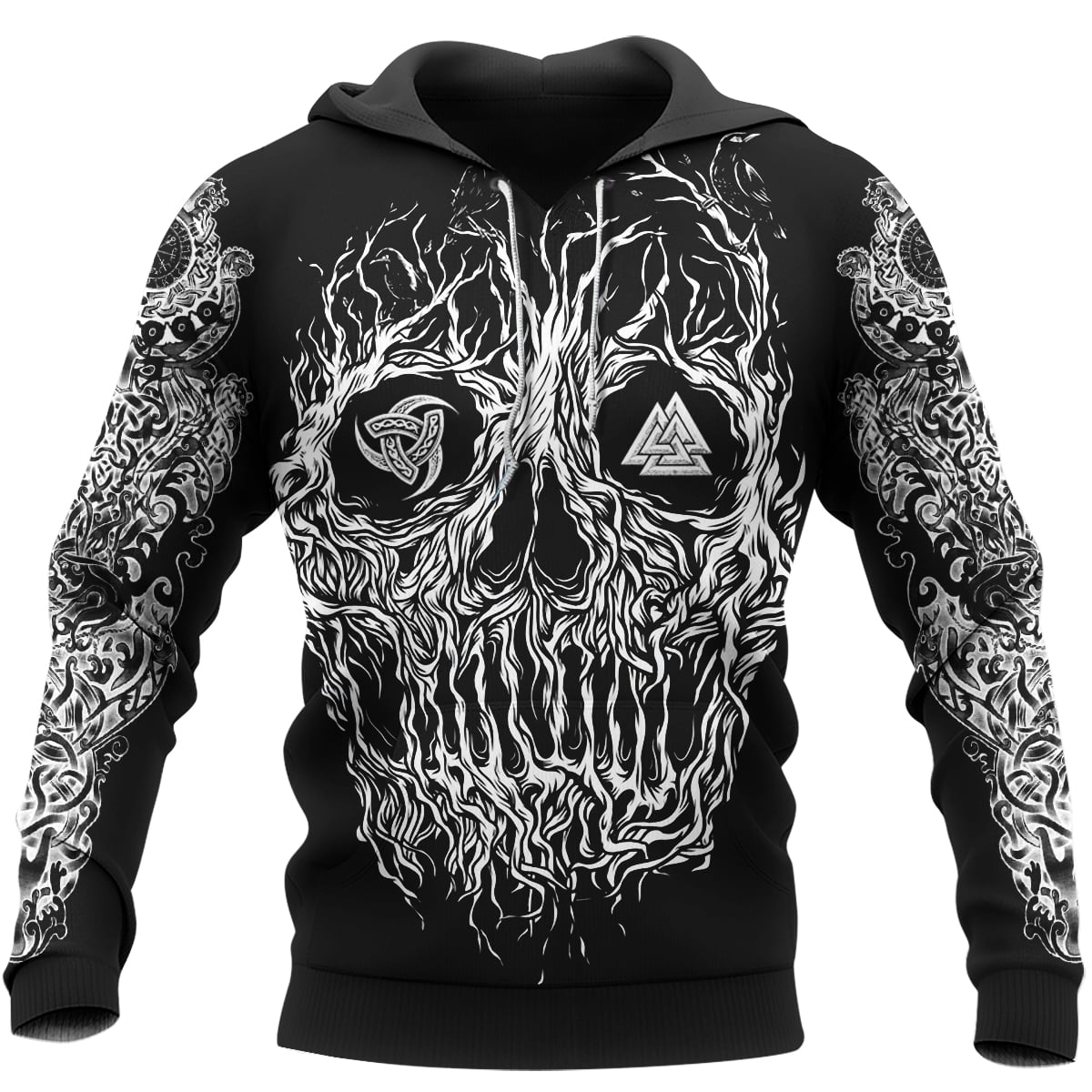 Theonederland - Viking Hoodie Skull Yggdrasil Tree Of Life