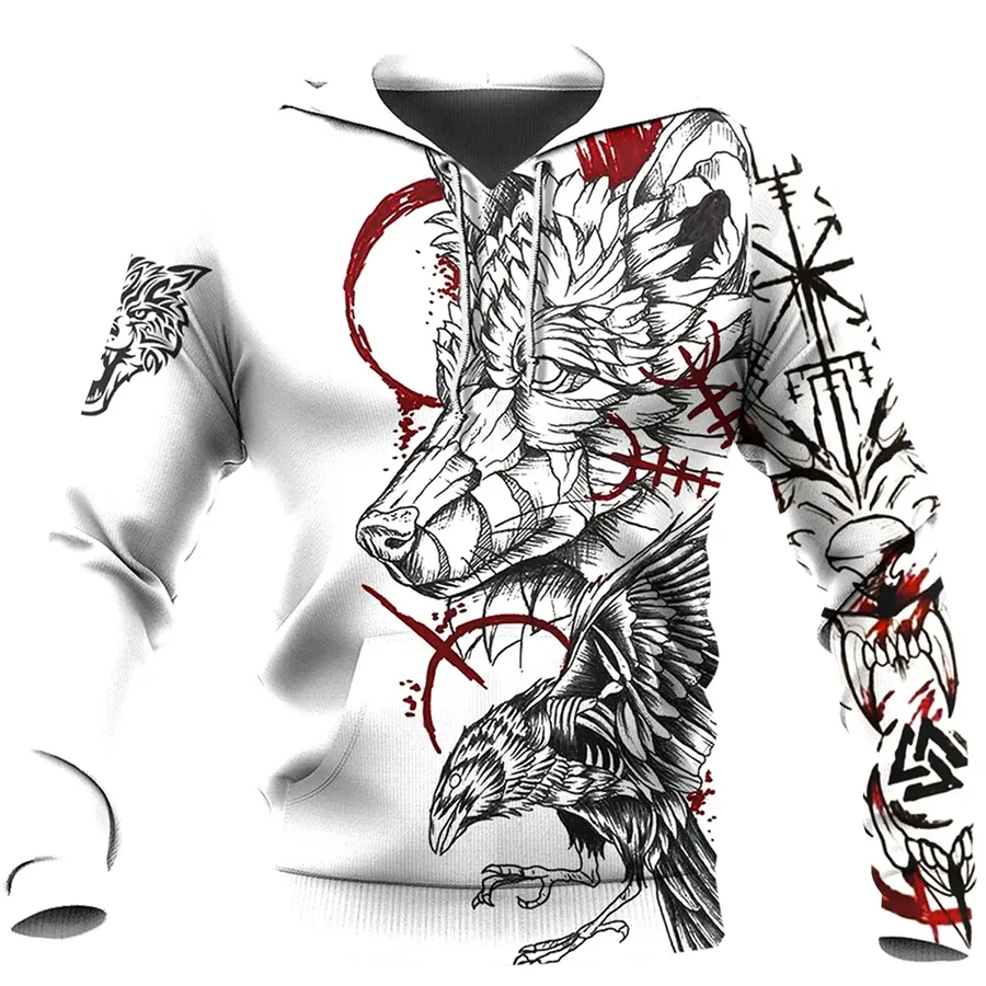 Theonederland - Viking Hoodie – Viking Raven Norse Wolf Design Power