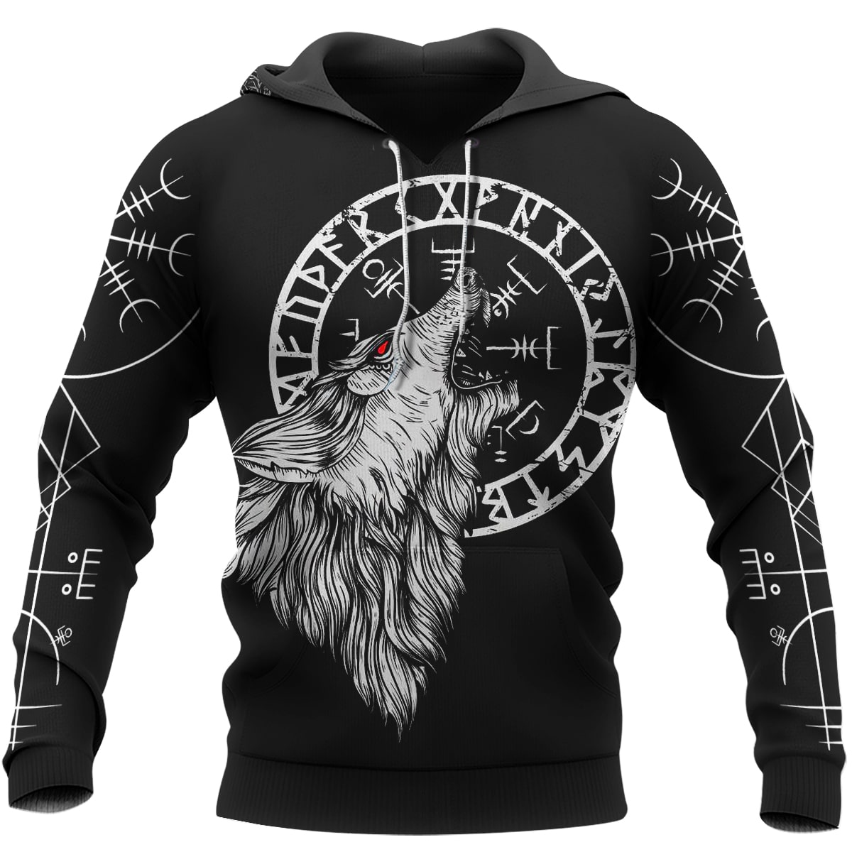 Theonederland - Viking Hoodie Wolf And Vegvisir