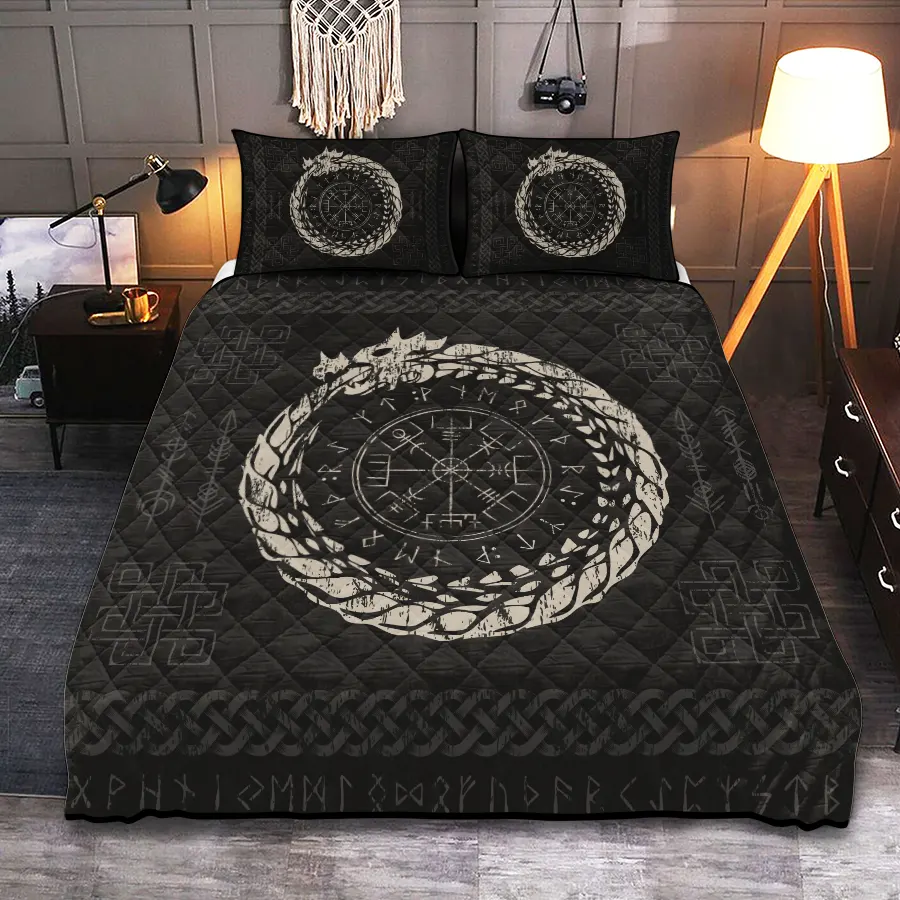 Theonederland - Viking Quilt Bedding Set – Jormungandr Symbol Norse Power