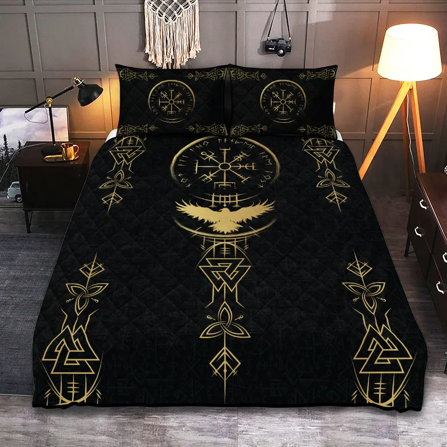Theonederland - Viking Quilt Bedding Set – Norse Raven Compass Nordic Design