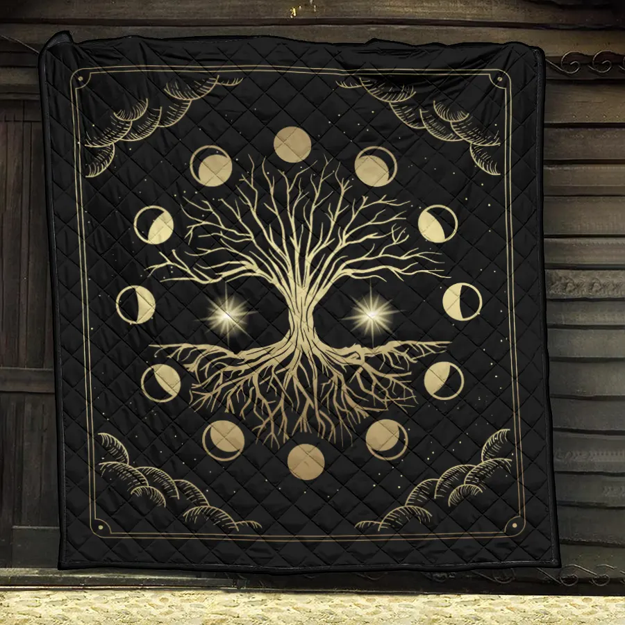 Theonederland - Viking Quilt – Gold Tree of Life Nordic Elegance