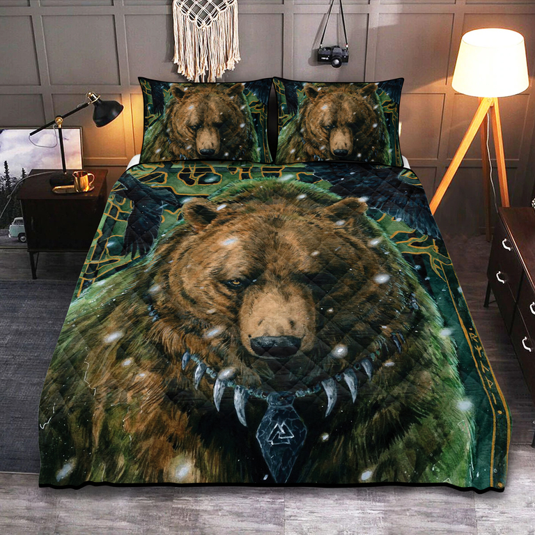 Theonederland - Viking Quilt Set Bear Raven Valknut