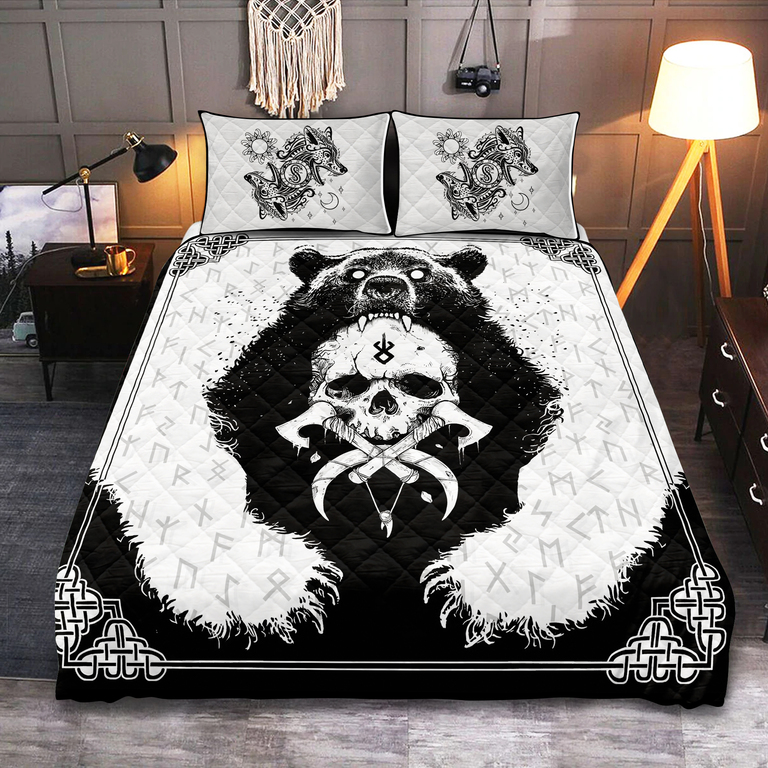Theonederland - Viking Quilt Set Bear Warrior Skull Berserker
