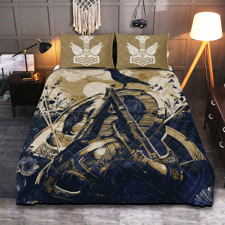 Theonederland - Viking Quilt Set Raven Axe Helmet