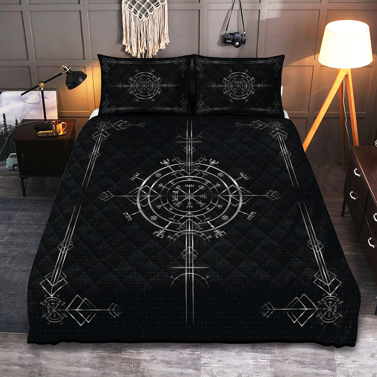 Theonederland - Viking Quilt Set Vegvisir In Silver Color