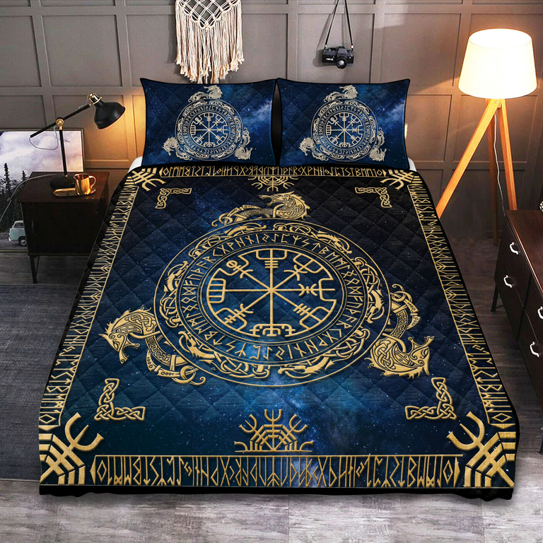 Theonederland - Viking Quilt Set Viking Compass Vegvisir Rune