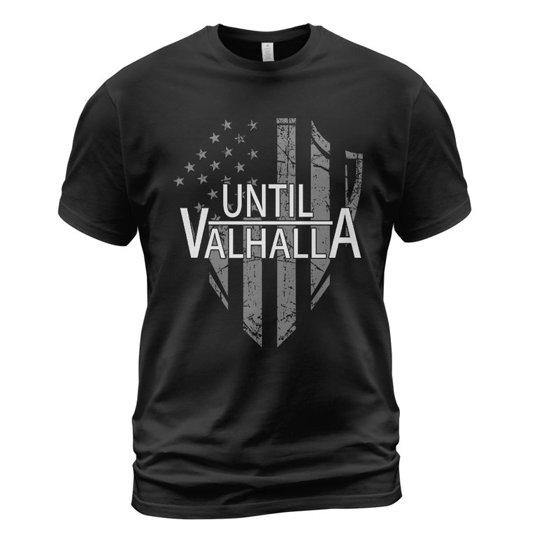 Theonederland - Viking T-shirt Flag Shield Until Valhalla