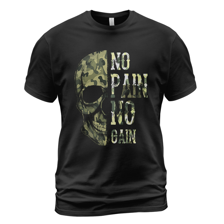 Theonederland - Viking T-shirt No Pain No Gain Camo Skull