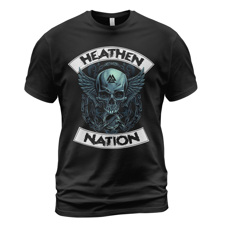Theonederland - Viking T-shirt Skull Wings Heathen Nation