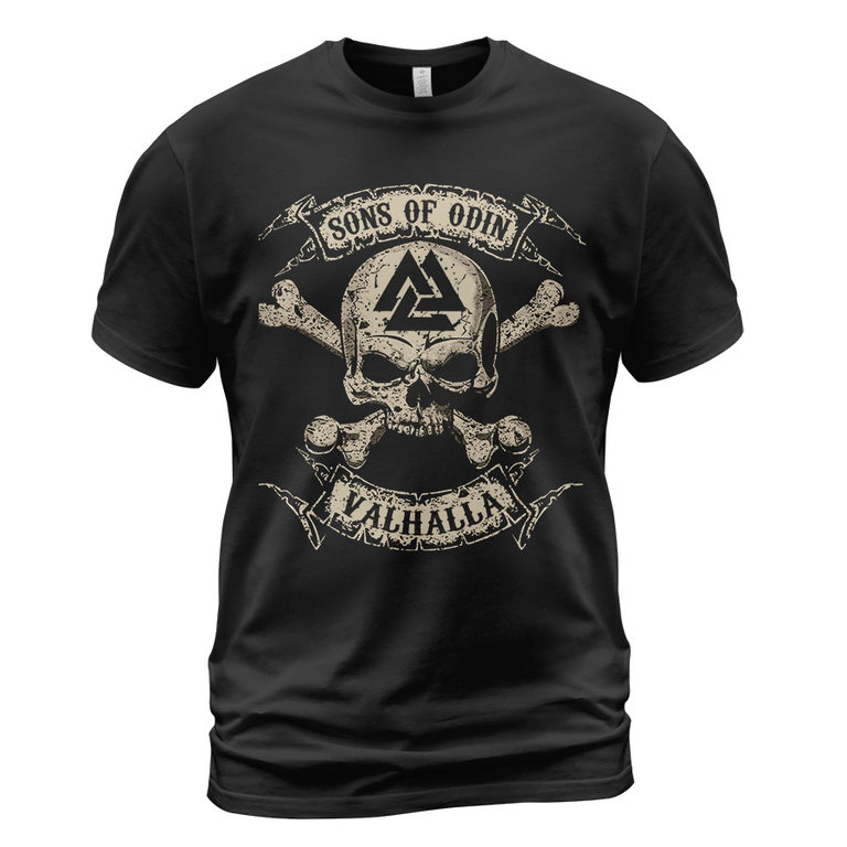 Theonederland - Viking T-shirt Sons Of Odin Skull Valknut